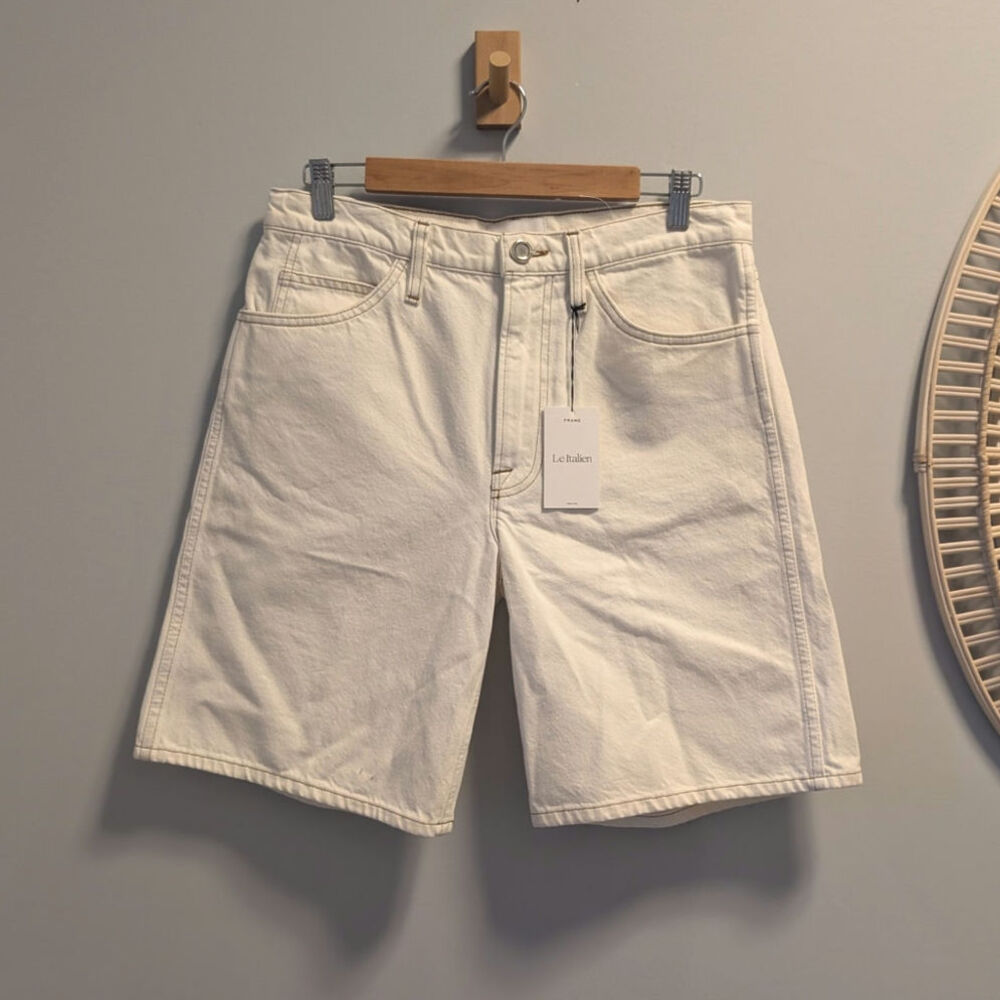FRAME DENIM Le Italien Bermuda Shorts Cream White Womens Size 28 NWT MSRP $288